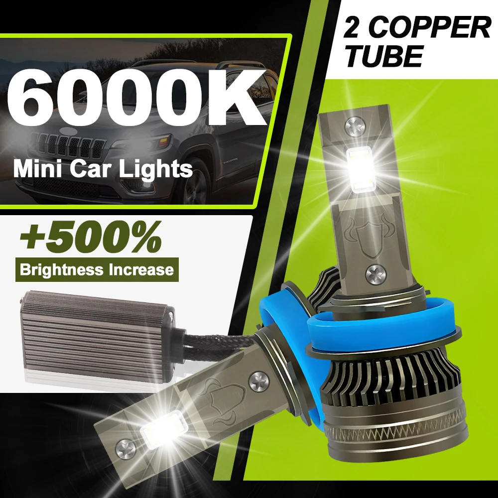 

300W H4 H11 H7 LED CANBUS Mini Lamp 9005 HB3 9006 HB4 H8 H9 2 Copper Tube Car LED Headlight Bulb 30000LM Auto Front Lights