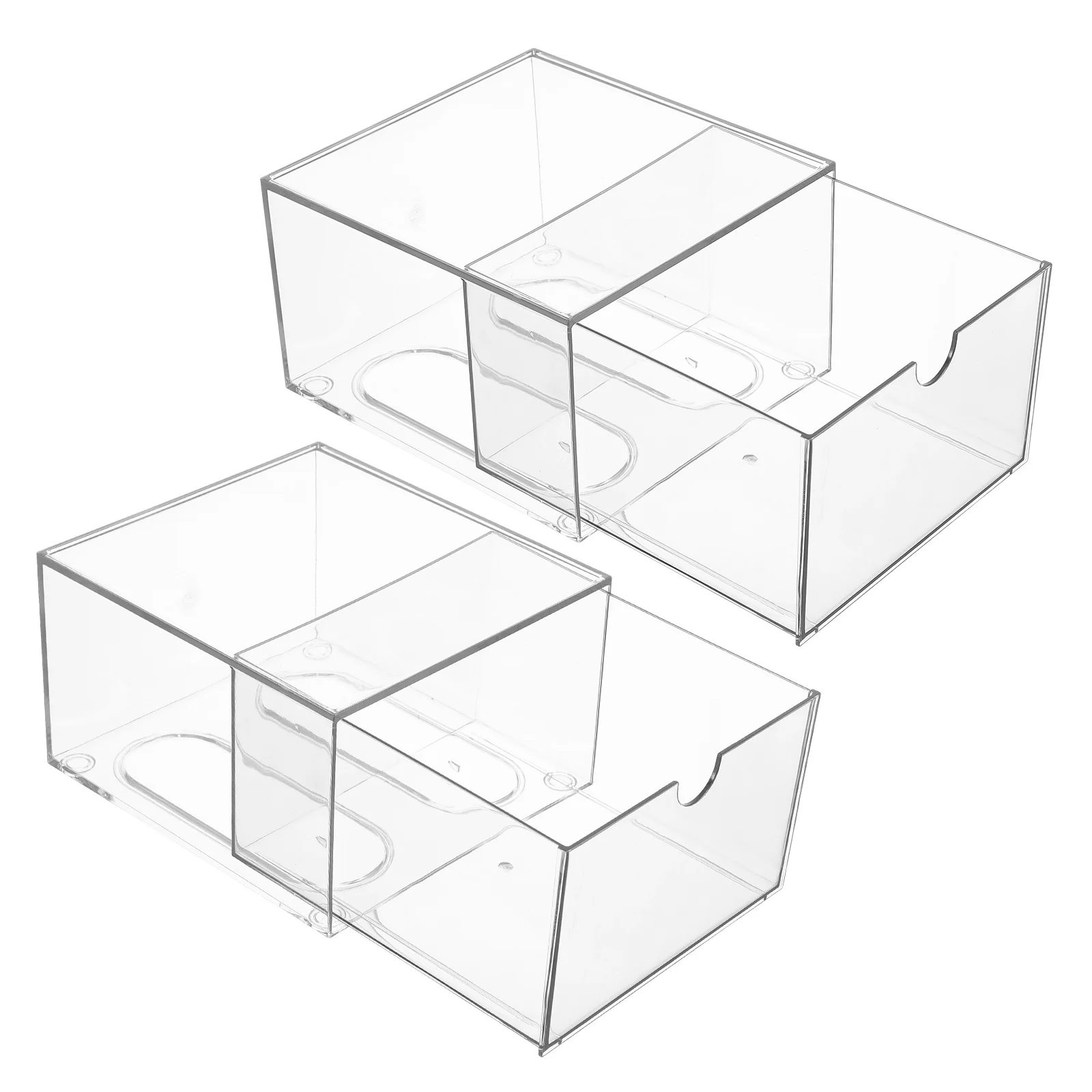 2 قطعة من أدراج تخزين المكياج القابلة للتكديس من الأكريليك الشفاف لمنظمات الغرور والحمام والمطبخ والكونترتوب والعناية بالبشرة #6