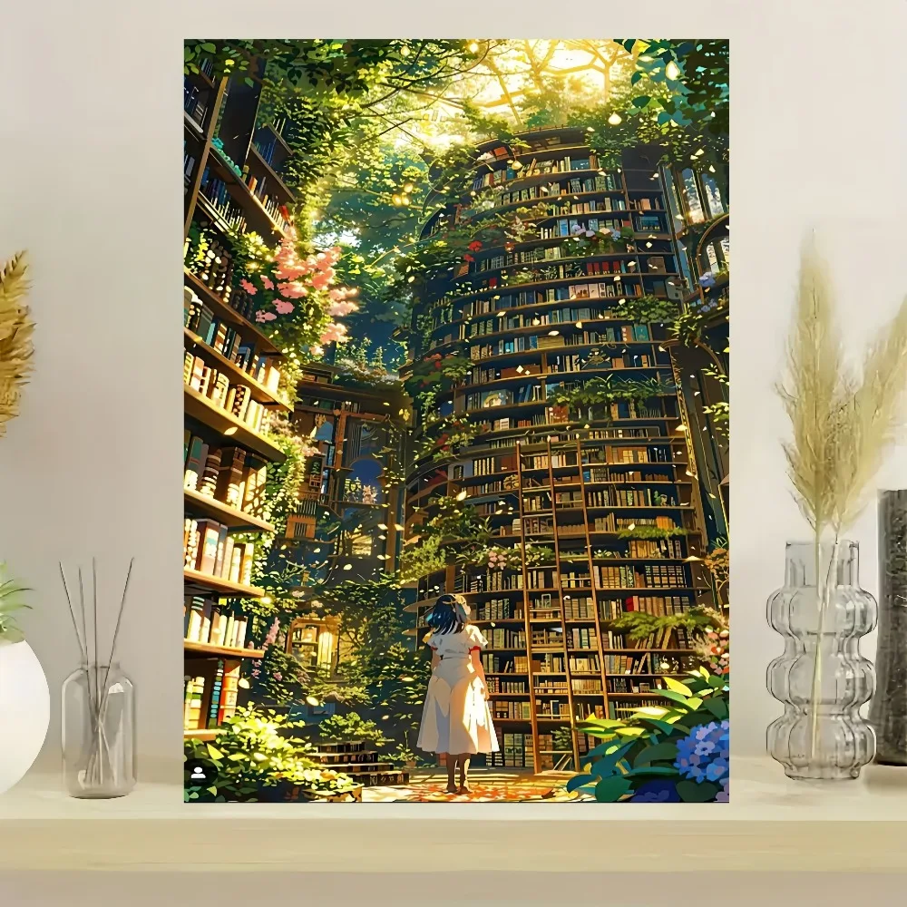 

1 Box of 500/1000/1200/2000PCS Puzzles for Adult The Girl in The Library Jigsaw The Gift for Family and Friend Home Decoration