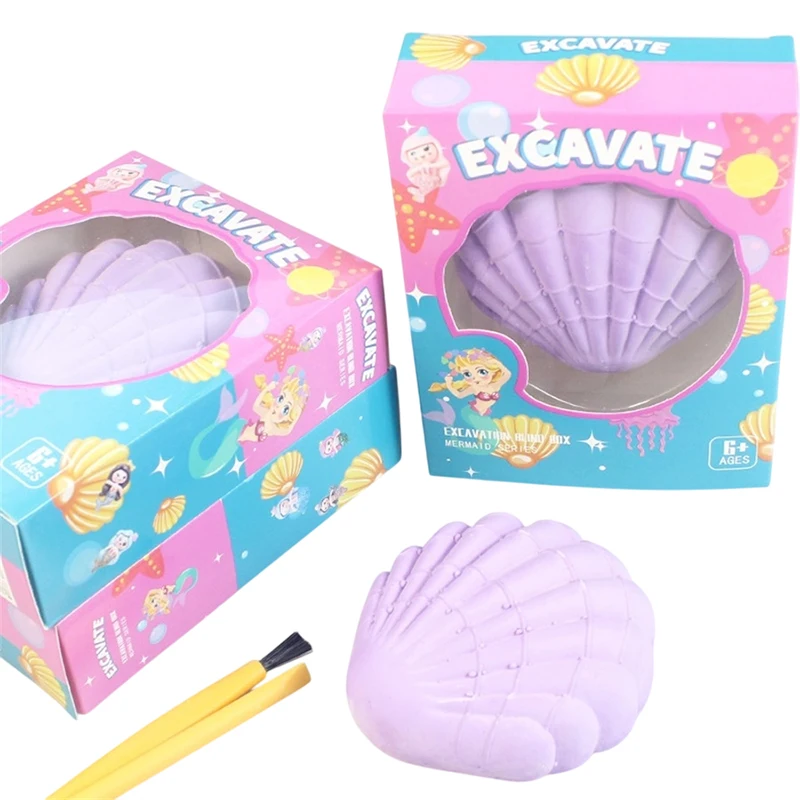 Mermaid Shell Gemstone Digging Kit Archaeological Excavation Handmade Toys Children Excavation Treasure Fossils Kit For Kid Gift