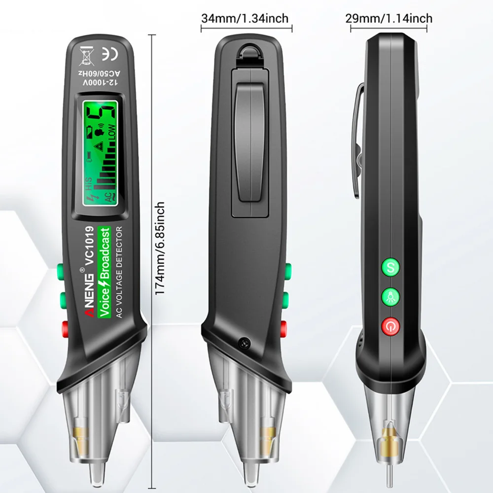 VC1019 12V-1000V Volt Current Non-Contact Infrarood Sensor Pen Electric Teste Meter Tool Intelligente Voice Broadcast Tester Pen