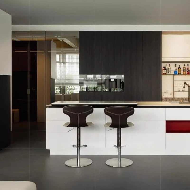 كراسي بار فاخرة دوارة للشاطئ، كراسي بار جلدية احترافية للاسترخاء، أثاث بار معدني مريح من Sillas Para Comedor