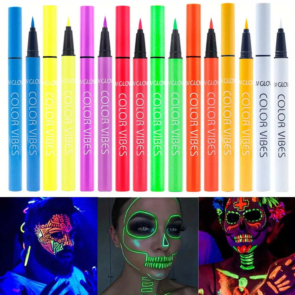 8 Colors UV Glow Neon Liquid Eyeliner Set Matte Waterproof Smudge-Proof Eye Makeup Pens With High Pigmentation For Vibrant Looks