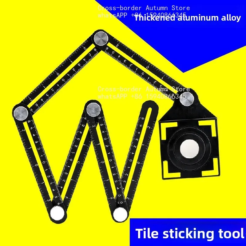 Tile opening locator, universal six-fold ruler multi-functional mason tile sticking artifact, stainless steel auxiliary tools