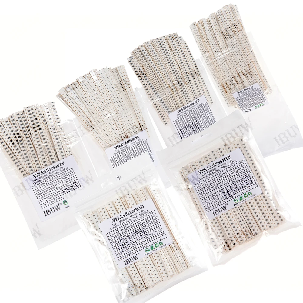 0201 0402 0603 0805 1206 1% 5% SMD Resistor Assorted Kit 1R-1M 10K 100K 1K 100R Resistance Set DIY 3.3R 5.1R 7.5K 43K 51K image 5