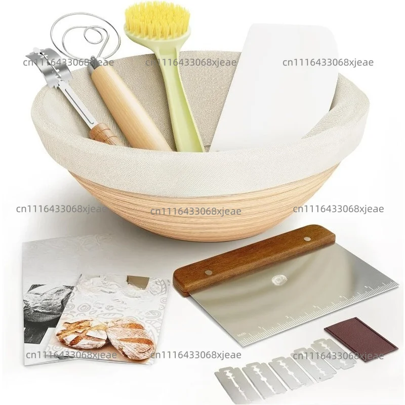Suitable For Bread Baking Tools Supplies Rattan Fermentation Basket Scraper Powder Bread Cutting Set