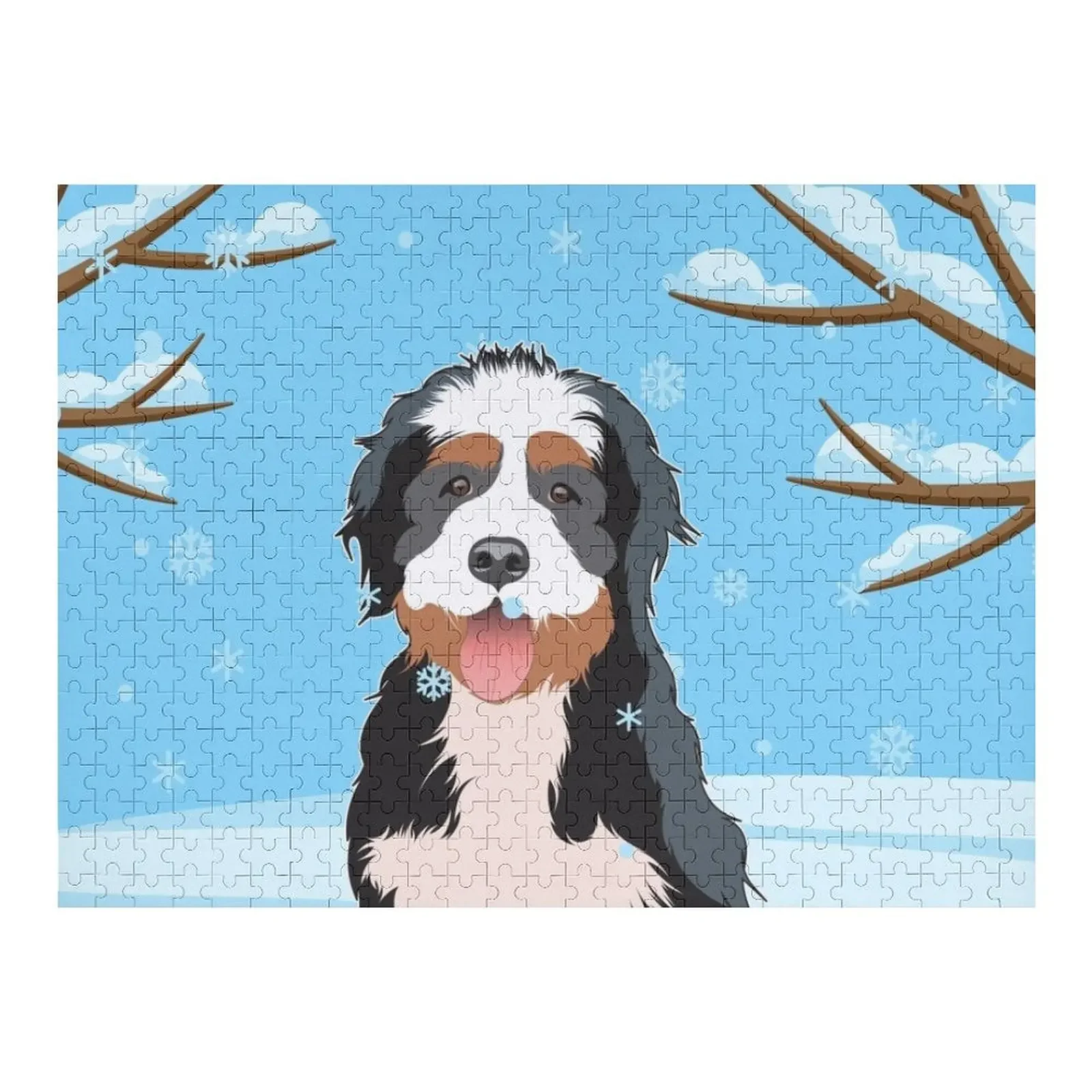 

Bernedoodle Winter Snow View Jigsaw Puzzle Baby Wooden Custom Gift Photo Puzzle