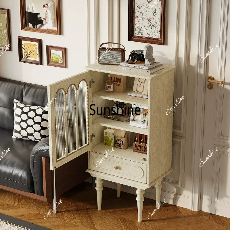 

French solid wood wine cabinet storage locker French restaurant white display cabinetTJ