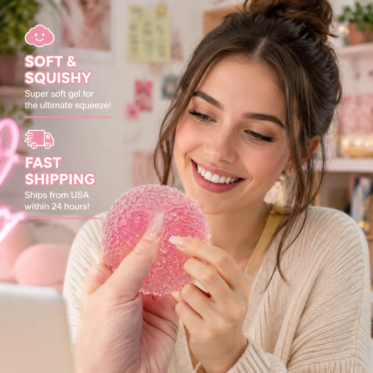 Cute Kawaii Mochi Squishy Ball Slow Rising Fidget Squeeze Toy Anxiety Stress Relief Handmade Gift for Adults Kids Exam Study