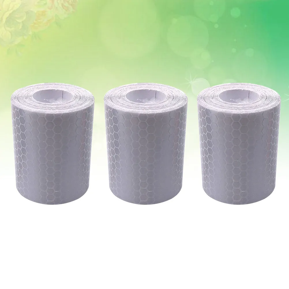 3Pcs Reflective Safety Tape White Adhesive Crystal Color Strip for Night Running Riding Traffic Warning Equipment