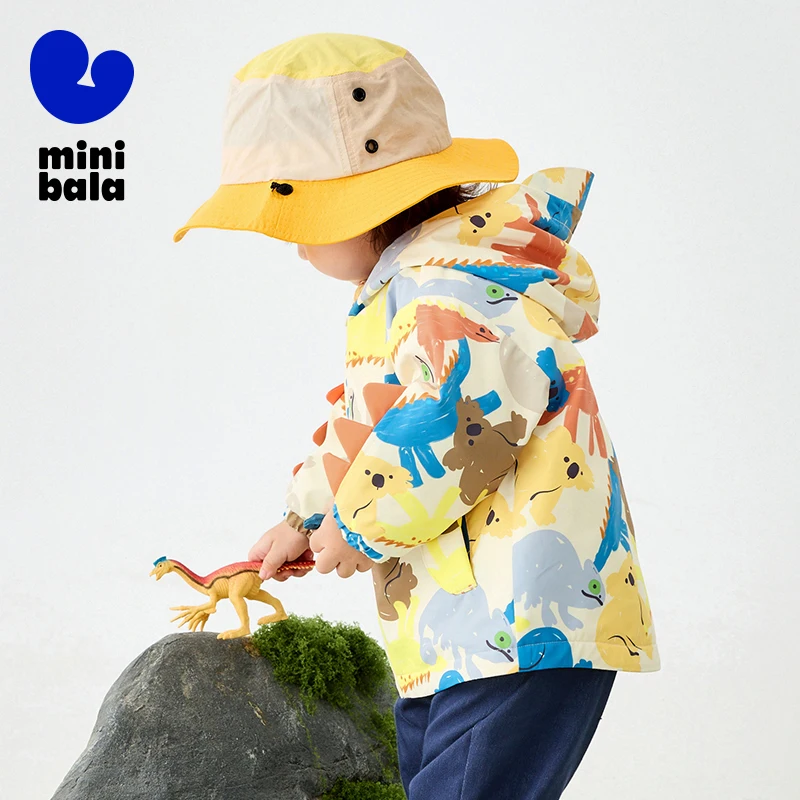 Mini Bala Fleece-Lined Outerwear Children Boys and Girls New in Winter Baby Warm Three-Proof Outerwear for New Year\'s Greeting