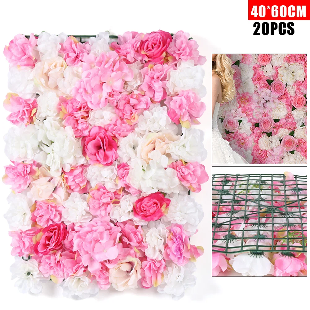 20Pcs Artificial Silk Flower Wall Panel Wedding Festival Party Scene Layout Artificial Flower Wall DIY Wedding Photography Venue