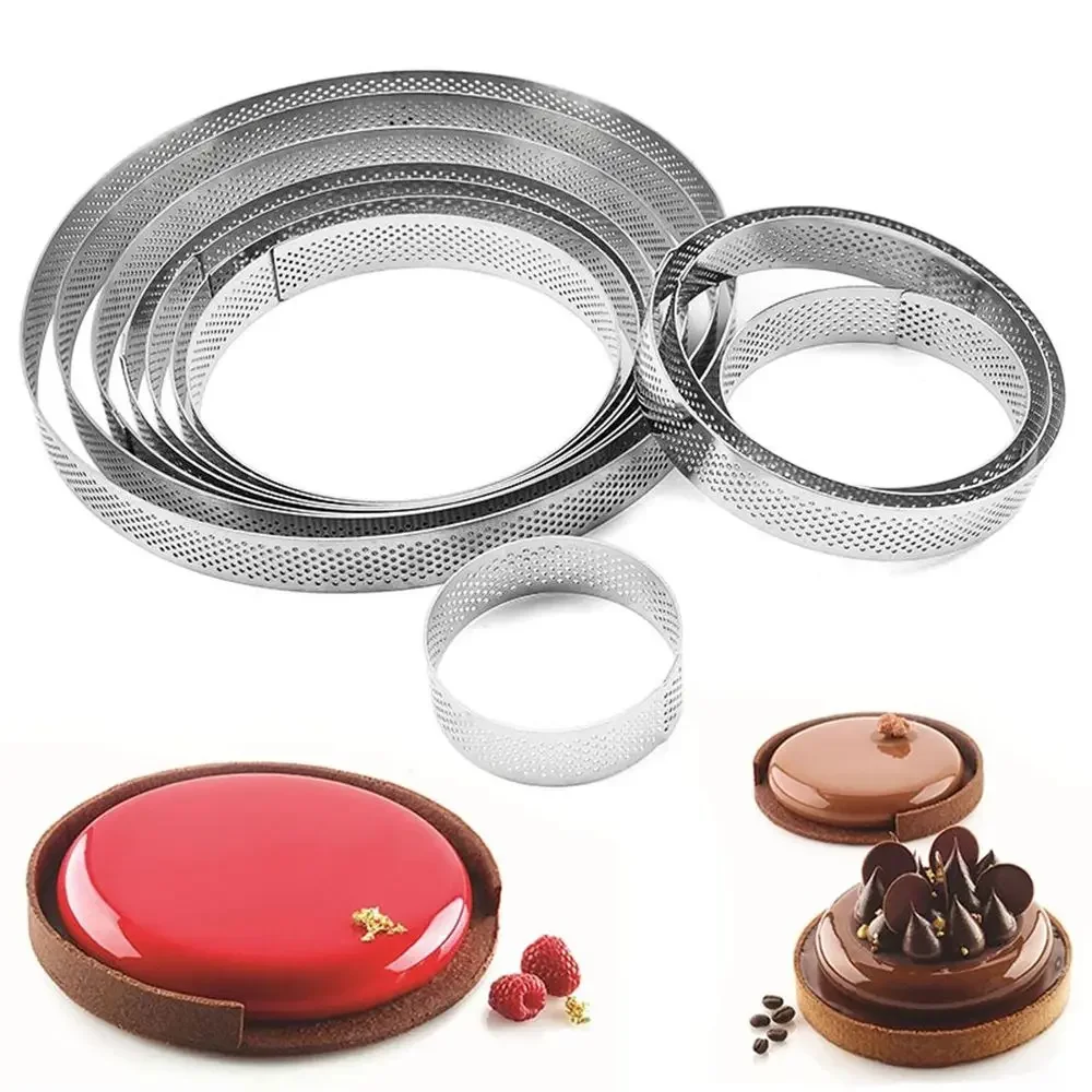 One piece, 5/8/12/16/20 cm with holes stainless steel tart bottom tower fruit pie pastry ring mousse baking mold, 2026 new model