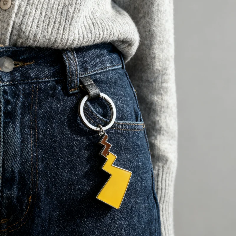 Clássico relâmpago cauda de aço inoxidável chaveiro mochila chaveiro mochila pingente animação criativo metal diy acessórios
