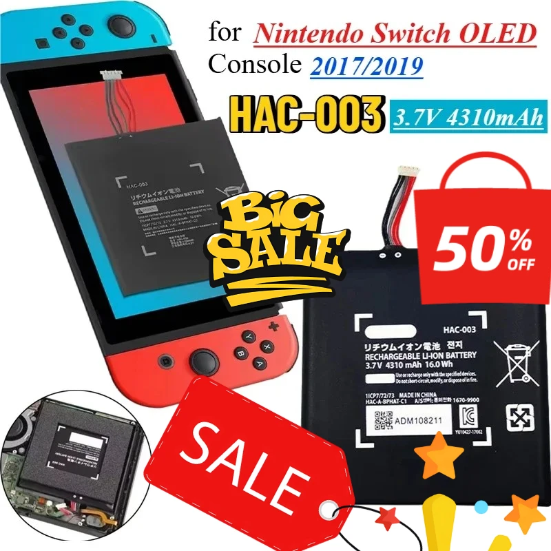 

1-20PCS HAC-003 HAC-001 Rechargeable Battery 3.7V 4310mAh Repair and Replacement for Nintendo Switch Game Console HAC003