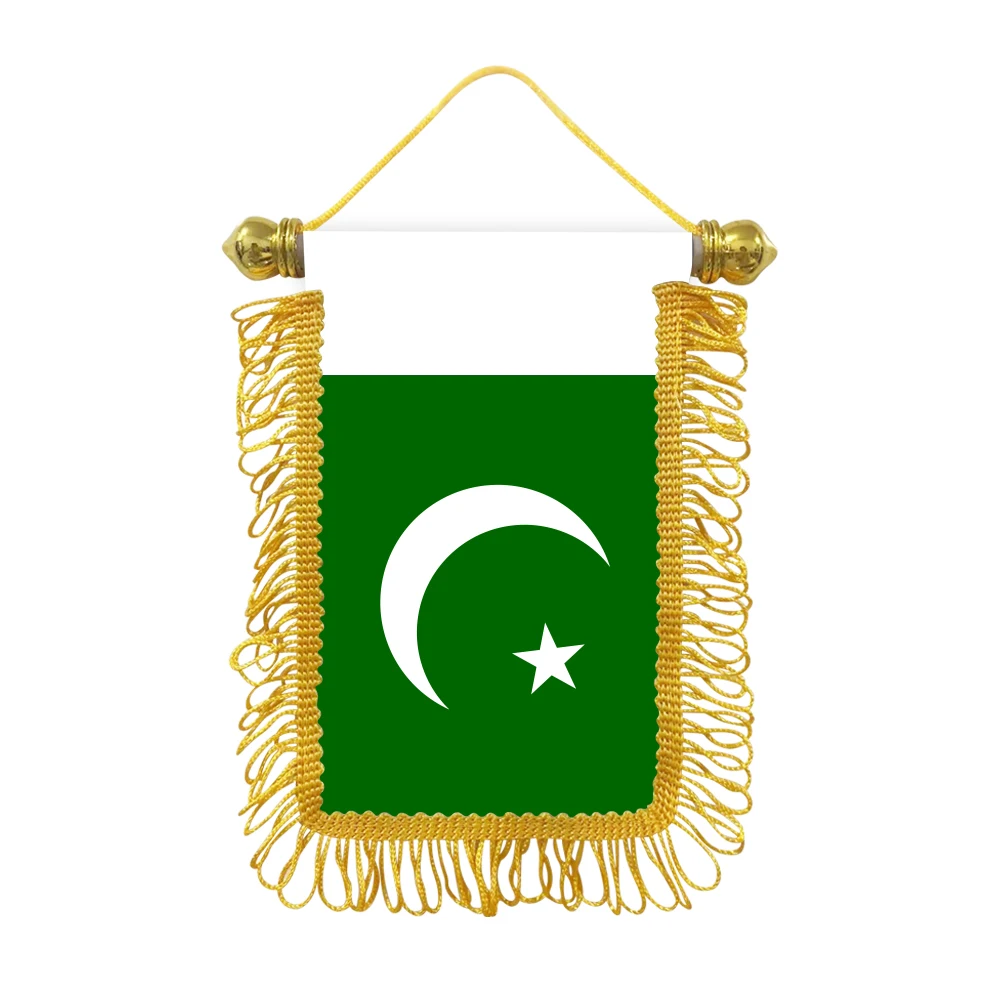 Pakistan small hanging flag 10x15cm triangular flag car decoration hanging flag double-sided pattern with suction cup