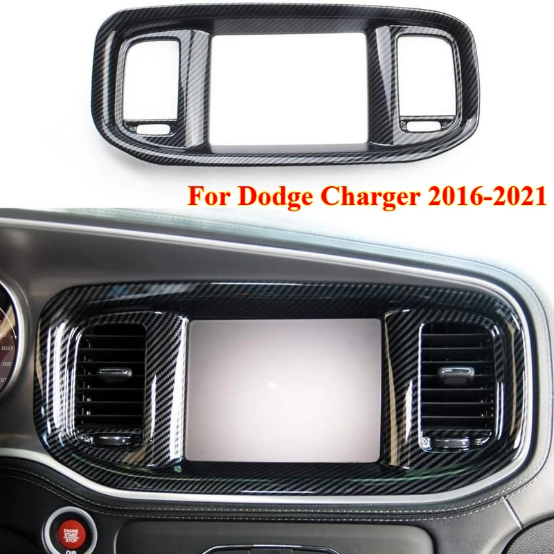 

1 шт., панель приборной панели из углеродного волокна, DVD-навигация, рамка, накладка для Dodge Charger 2016-2021, аксессуары для салона автомобиля