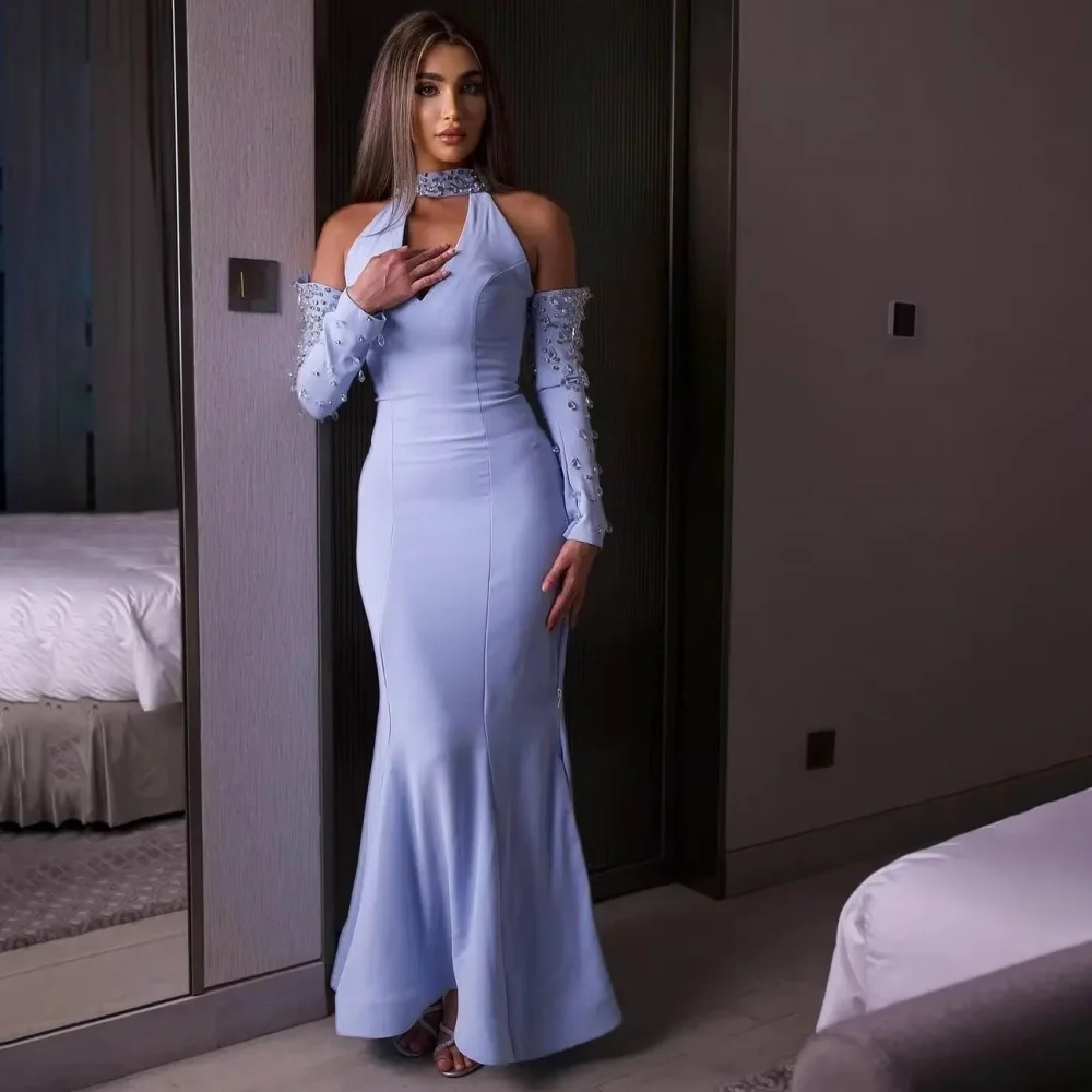 

Customized Evening Dress Gorgeous Satin Beading Prom Dresses Ruched Formal Occasion Shining V-neck Party Gown Robe Soiree