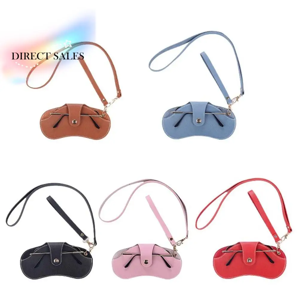 

Eyewear Protector Hanging Neck Sunglasses Case With Buckle Spectacle Case PU Leather Glasses Case Eyewear Pouch Eyewear Cover