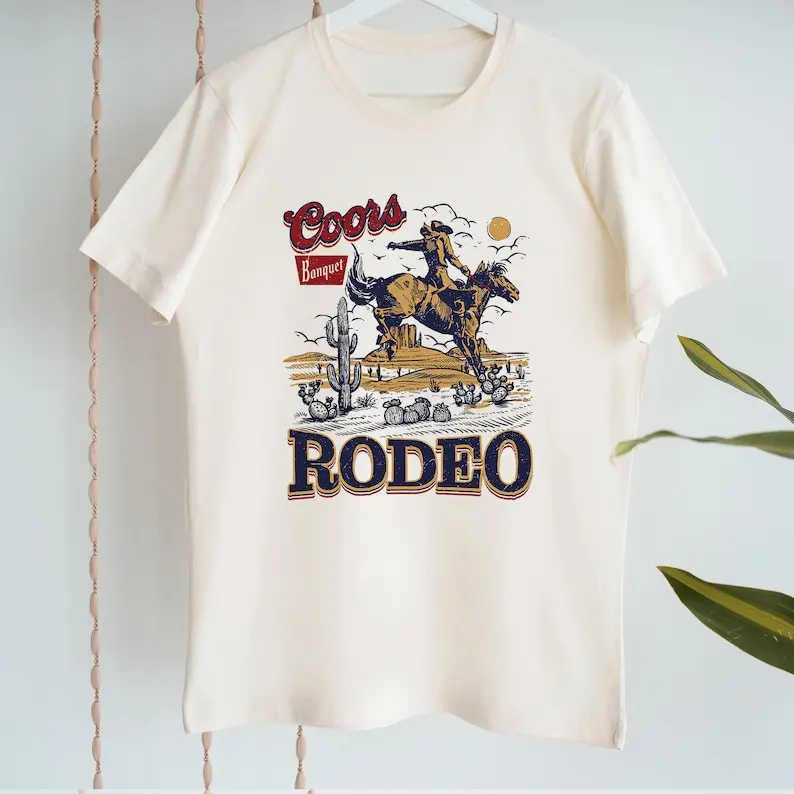 Vintage Western Cowboy Graphic T-Shirt Retro 90s Shirt Rodeo Tees Oversize Wild West Gift Cool