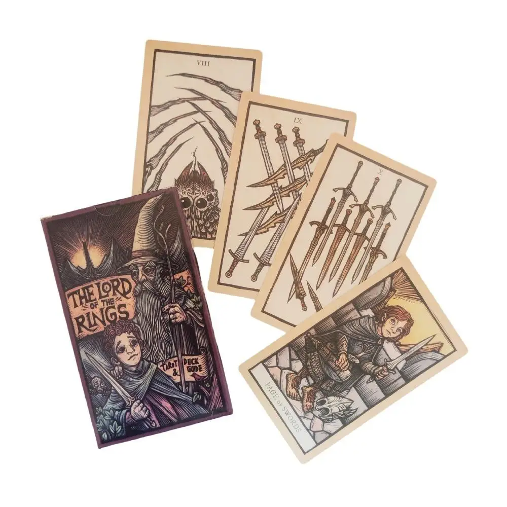 12x7 Cm El Señor de los Anillos Depúbitos de cartas de tarot Personajes, criaturas y escenas favoritos en abanico 78 piezas Cartas Rider Waite System