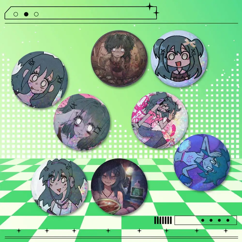 Hot Horror Laceys 25/32/44/58/75mm Holographic Badges 2 Pcs Set Custom Round Button Pins Bag Clothes Accessories