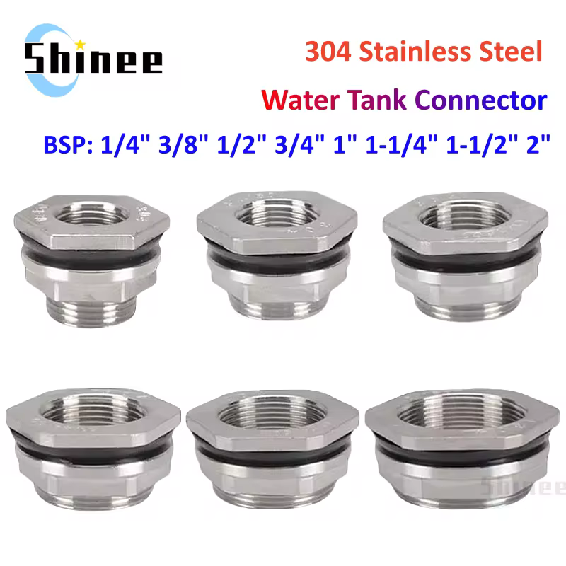 1/2” 3/4” 1” 1-1/4” 2” BSP זכוכית זכוכית זכוכית 304 פלדת אל-חלד צינור יחיד מפתח סוויבל מתאם מחבר מיכל מים