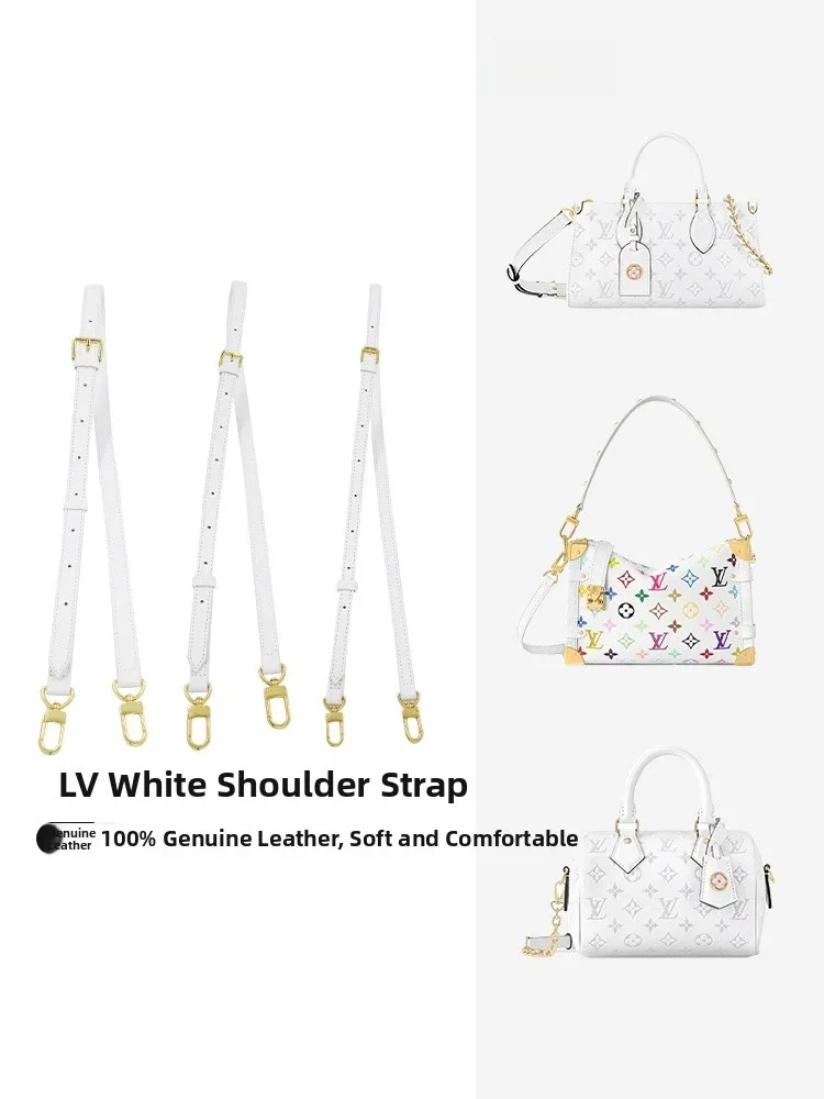 ホワイト三色バッグショルダーストラップ-lv-スピーディーバッグ-フレンチブレッドバッグ-クロスボディ-オンザゴーバッグストラップに最適