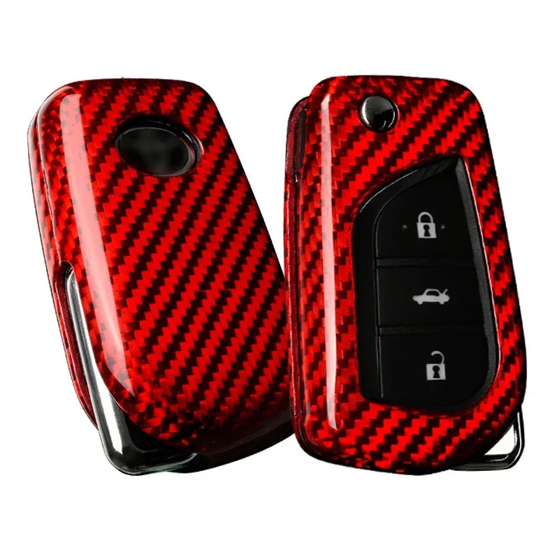 

Carbon Fiber Key Fob Cover For Toyota 4Runner Avalon C-HR Camry Corolla Fortuner Highlander Levin RAV4 LE Sequoia Sienna Tacoma