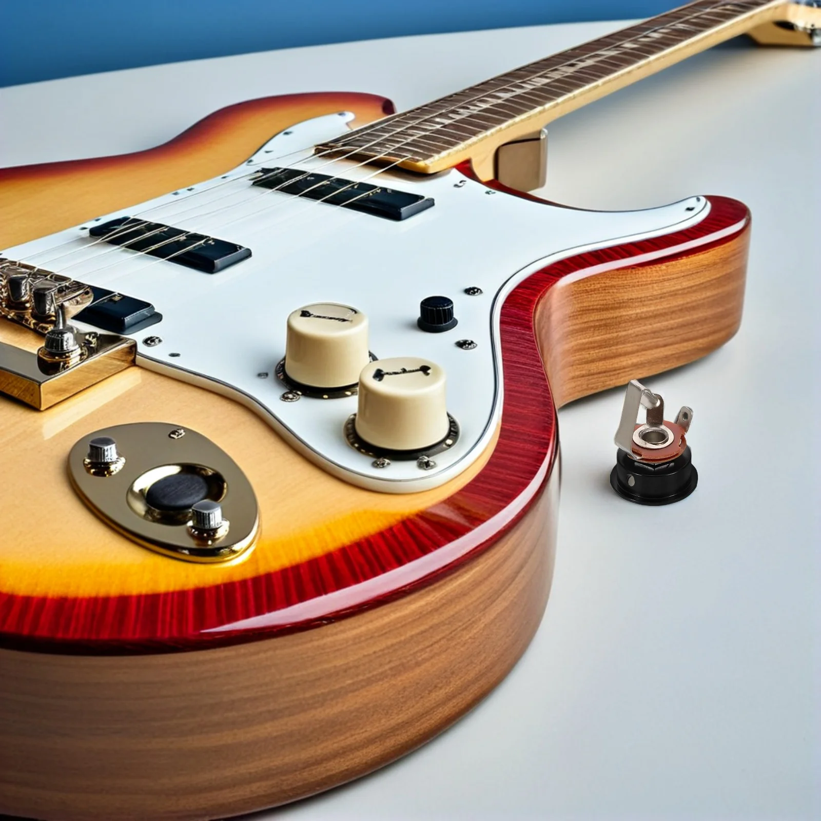 

2 Pcs Electric Guitar Accessories Input Jack Tail Needle Black Metal Plastic Socket