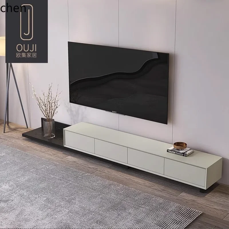 DSAhome retractable TV cabinet coffee table paint living room TV cabinet home decor