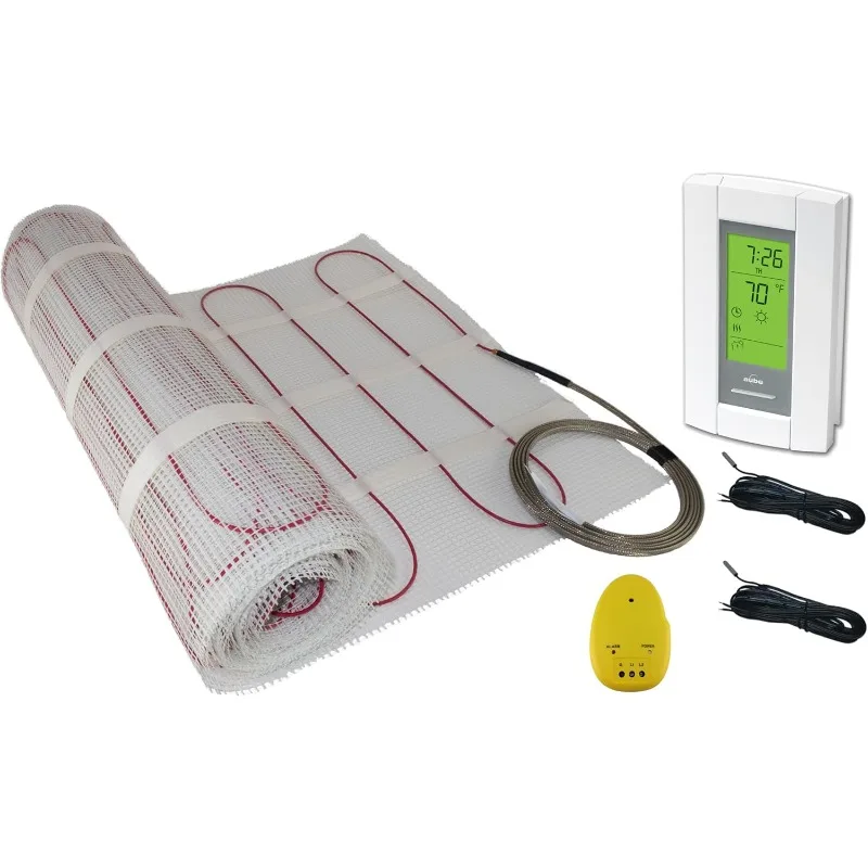 

100 Sqft Mat, Electric Radiant Floor Heating System with Digital Floor Sensing Thermostat, Includes 2 Floor Temperature Sensors