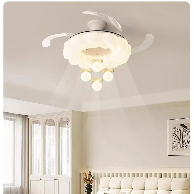 Full-spectrum Eye-protecting Modern Minimalist Cream-style Inverter Silent Invisible Fan for Bedroom and Dining Room