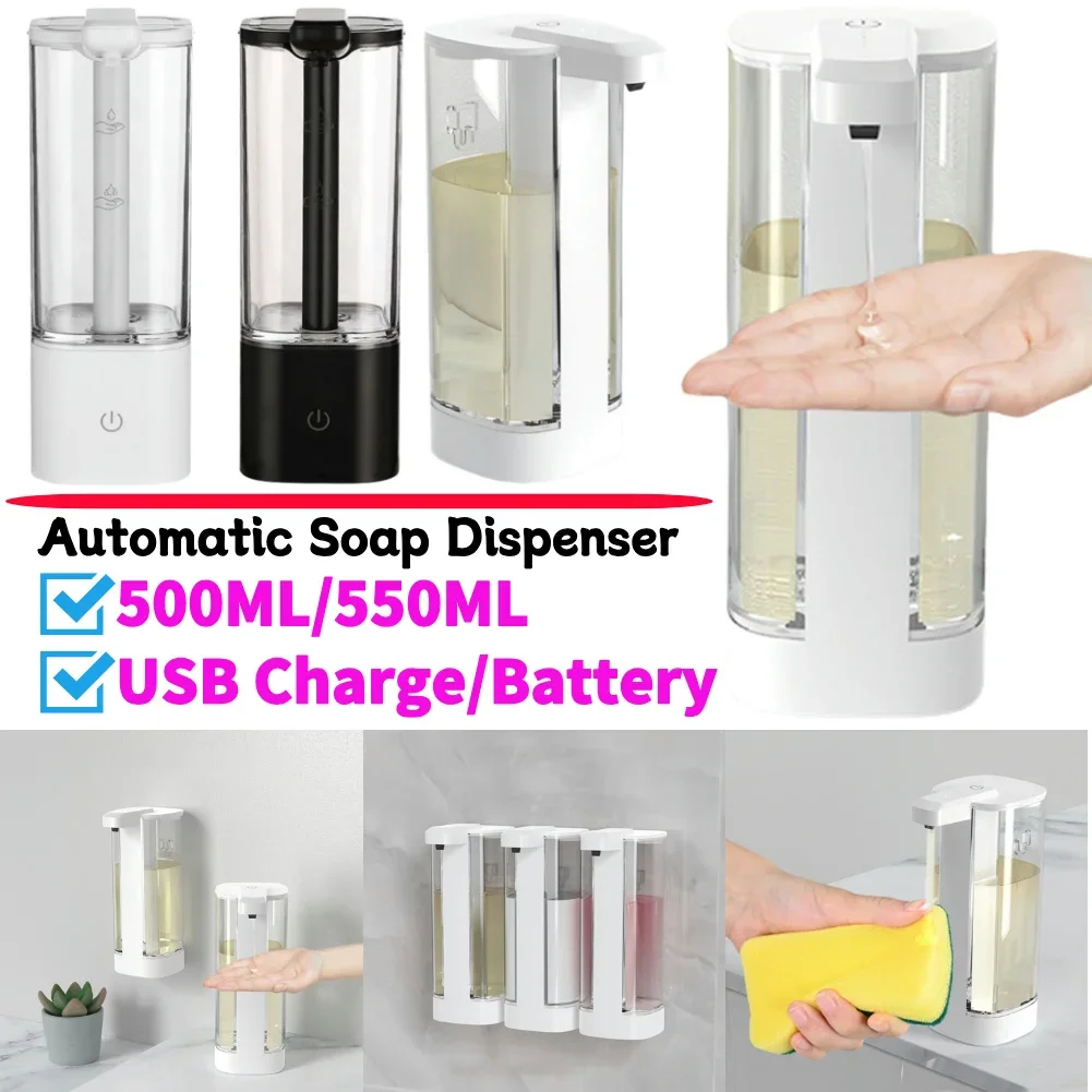 

550ML Soap Lotion Dispenser Waterproof Infrared Induction Liquid Soap Pump Dispenser Self Cleaning Kitchen Accessories