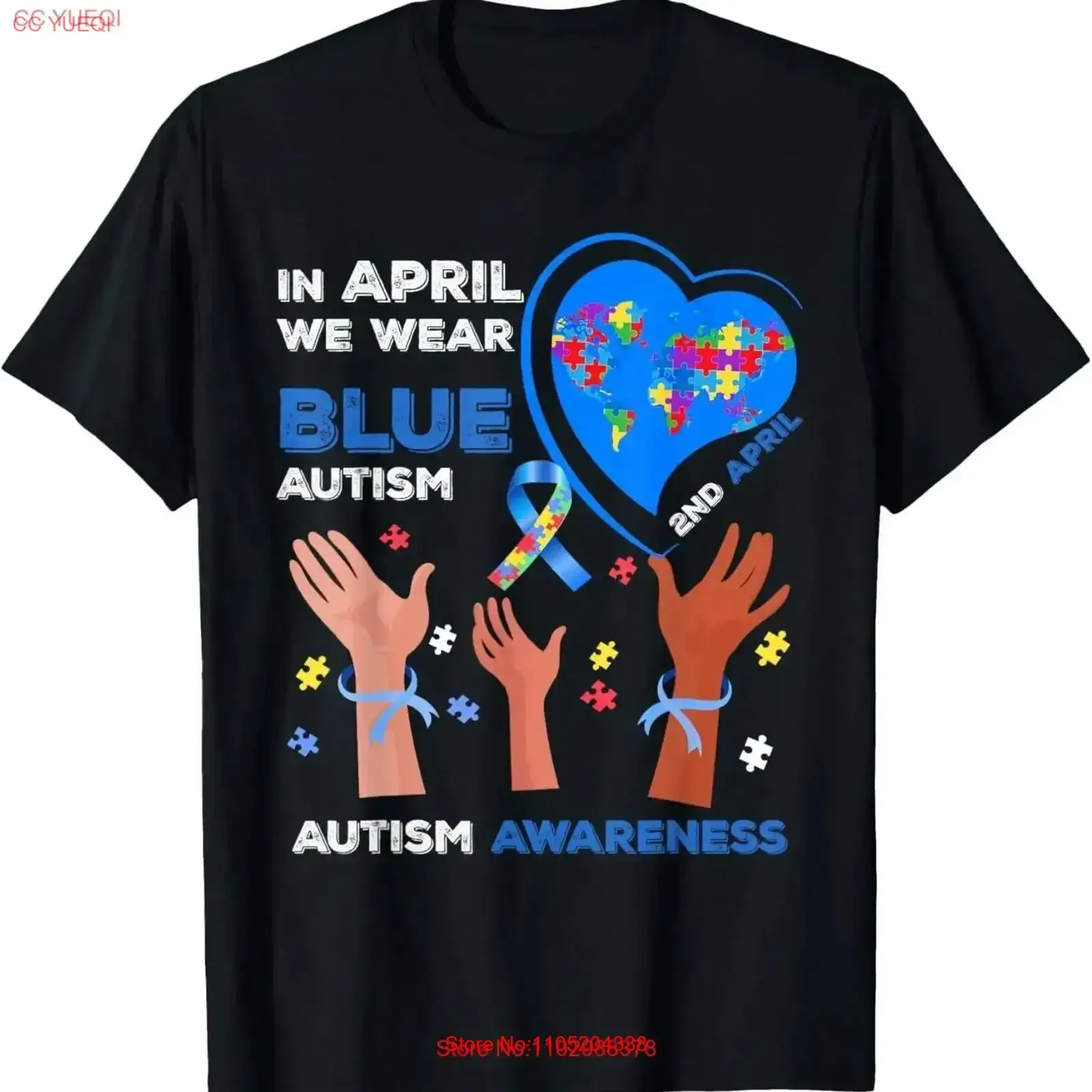 في أبريل نرتدي تي شيرت أزرق للتوعية بالتوحد الدعم الثاني تي شيرت عتيق مغسول غير رسمي للاستخدام اليومي متعدد الاستخدامات