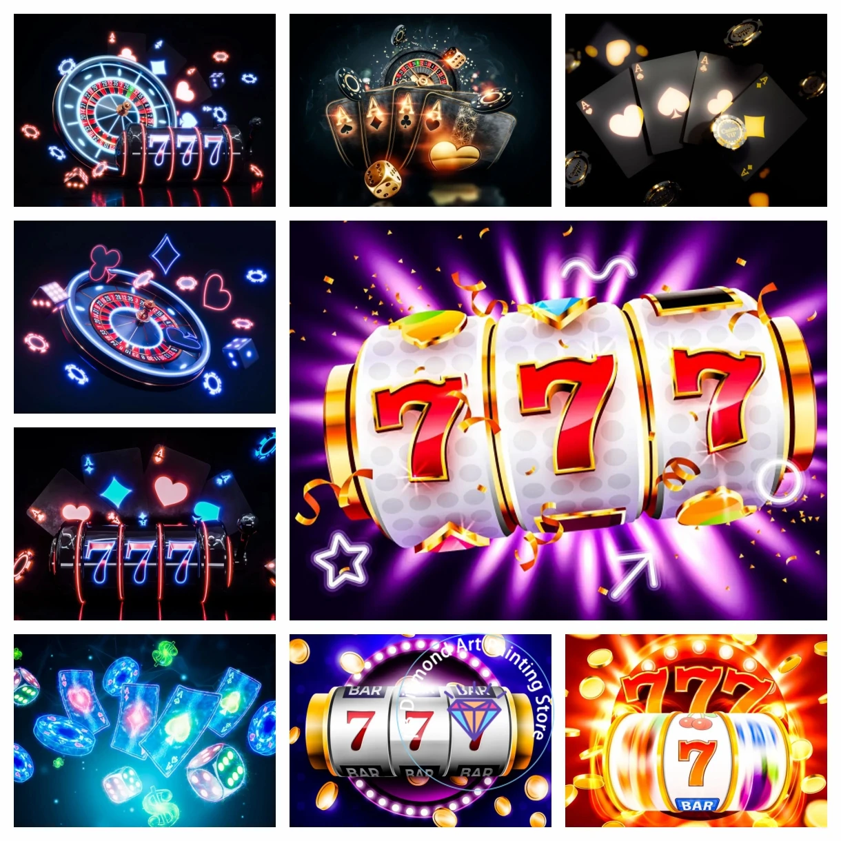

DIY AB Diamond Art Painting Kits Casino Poker Gambling Blackjack New Embroidery Mosaic Cross Stitch Home Decor Children's Gift