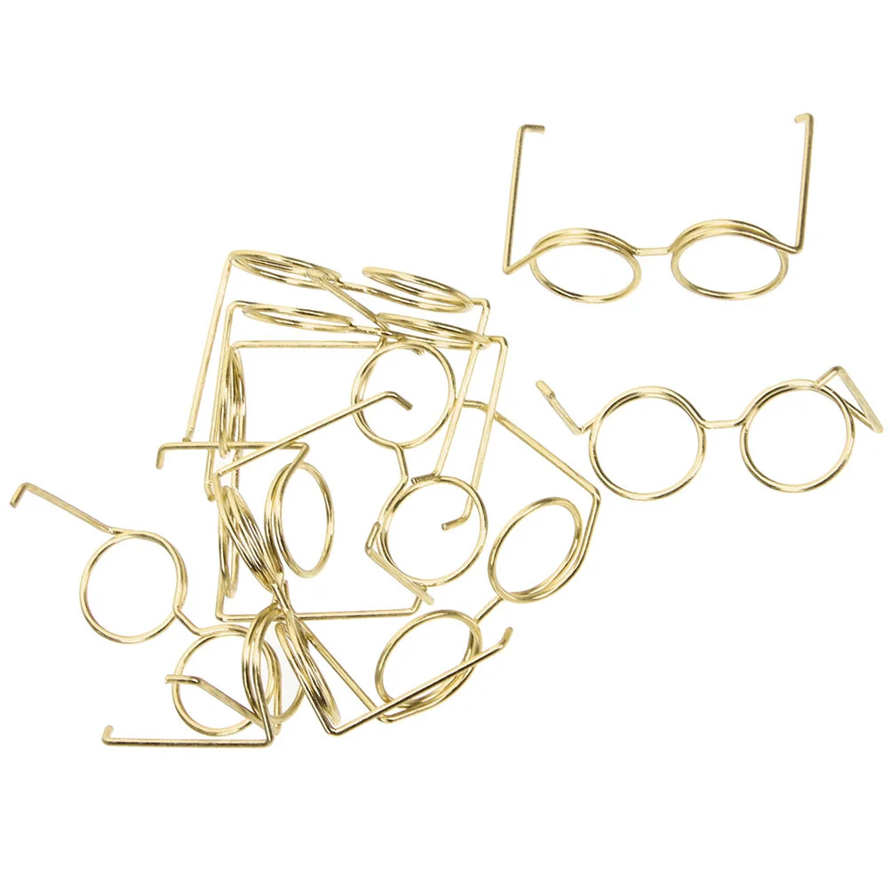 

10 Pcs Glasses Metal Ornaments Clear Decor Supply Mini Sunglasses for Dolls Pink Decorative Decors Eyeglasses Props Bulk