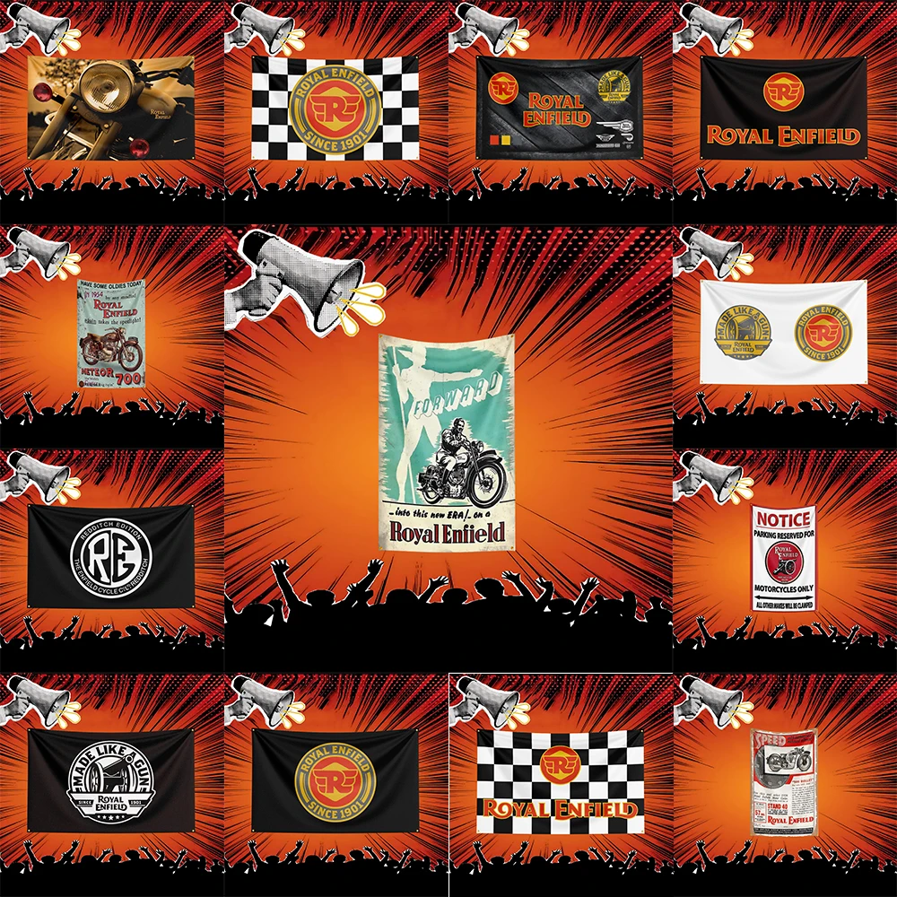 Royal enfield Motorcycle Flag 3x5 FT Polyester Banner For Garage Man Cave Wall Decor Biker Gift