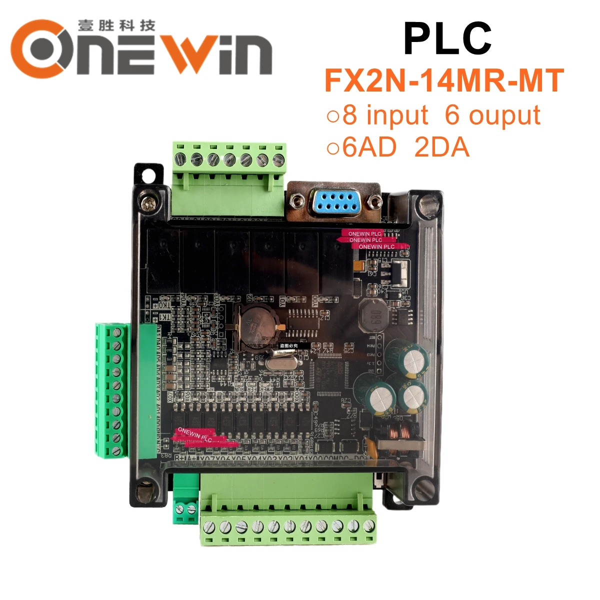 

FX2N-14MR FX2N-14MT PLC industrial control board NTC Thermocouple 8 Input 6 Output 6AD 2DA and RS485 RTC