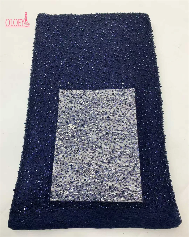 Tessuto di pizzo con perline Tulle francese Ricamo in pizzo Tessuto di perline con paillettes africane di alta qualità per abiti da sposa da donna