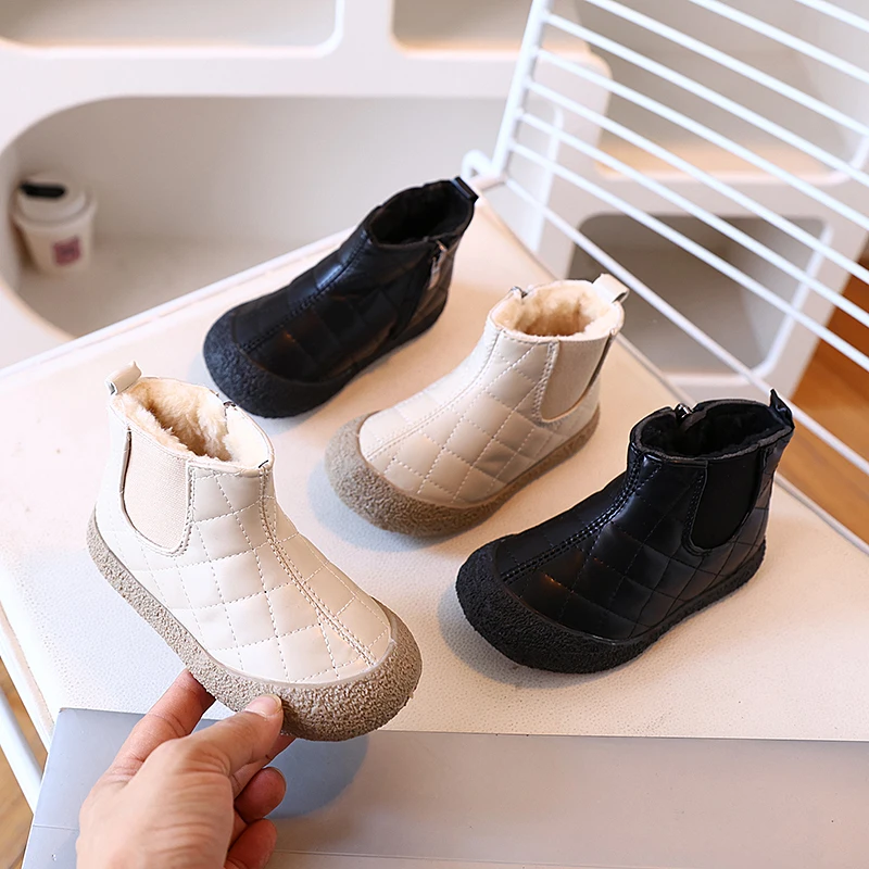 Girls' Cashmere Warm and Casual Snow Boots in Autumn and Winter 2026 New Side Zipper Design Non-slip and Comfortable Short Boots