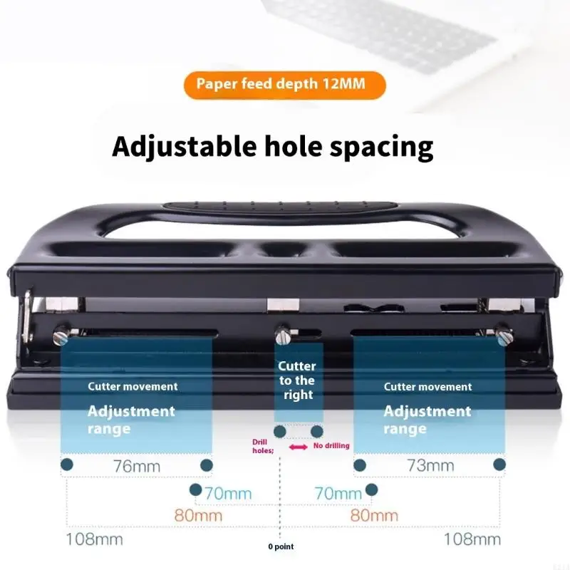 Heavy Duty 3 Hole Puncher 30 Sheet Capacity Ergonomic Labor Saving Paper Punches