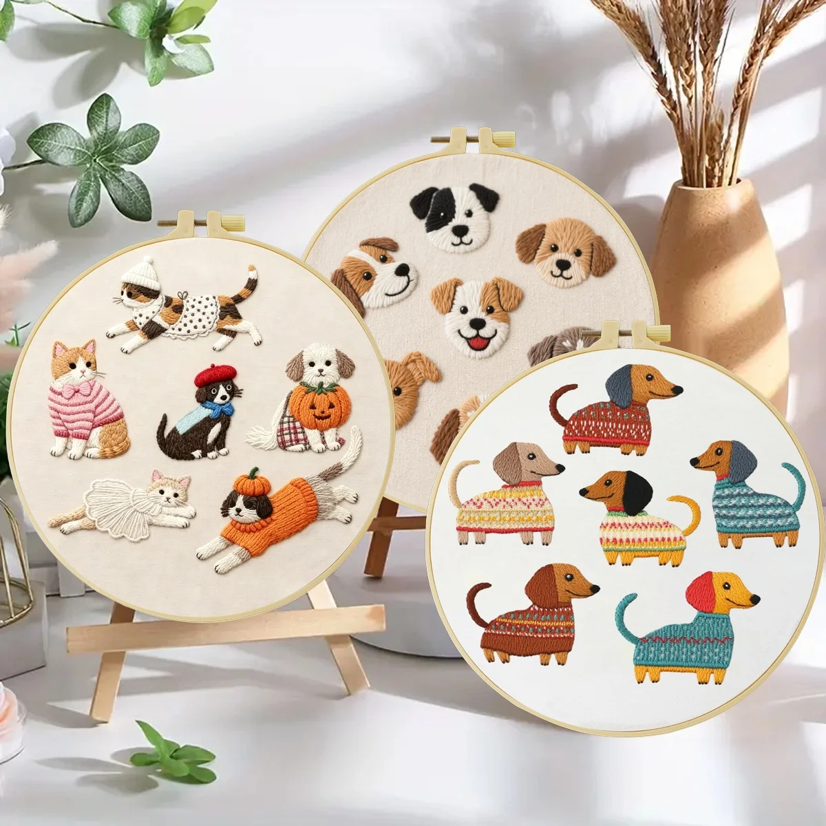 3-teiliges DIY-Stickmaterial-Set für Anfänger, inklusive Nadeln, Fäden, Stick-Starter-Kit, Kreuzstich-Kunst als Geschenk. – Detail 3