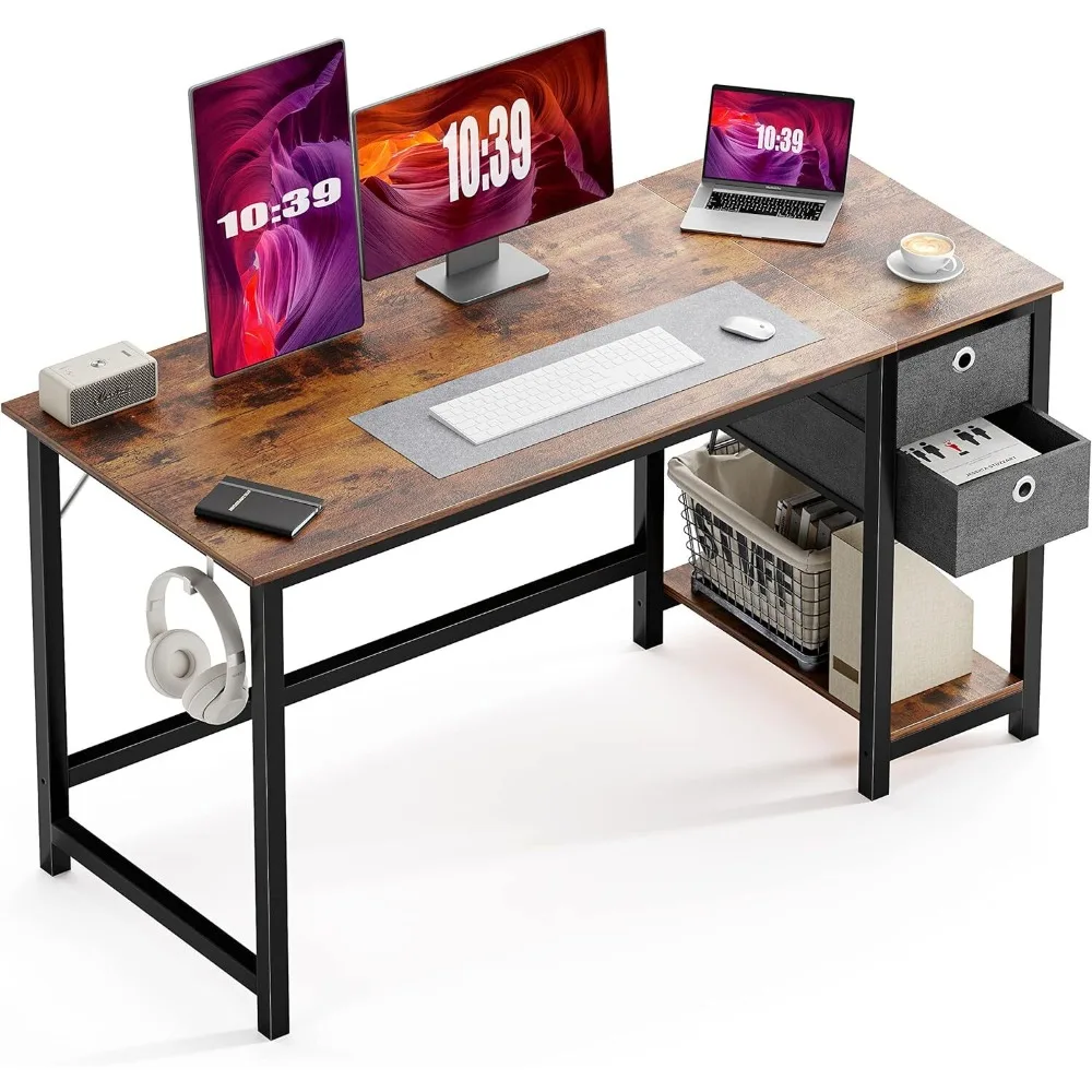 

40" Brown Home Office Computer Desk with Drawer Writing Desk Work Desk PC Table