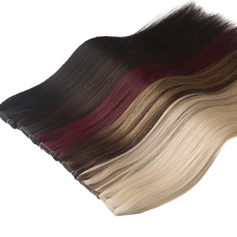 Straight Human Hair Weaves Brazilian Remy Human Hair Bundles Sew In Weft Extensions Straight Blonde 100g 14