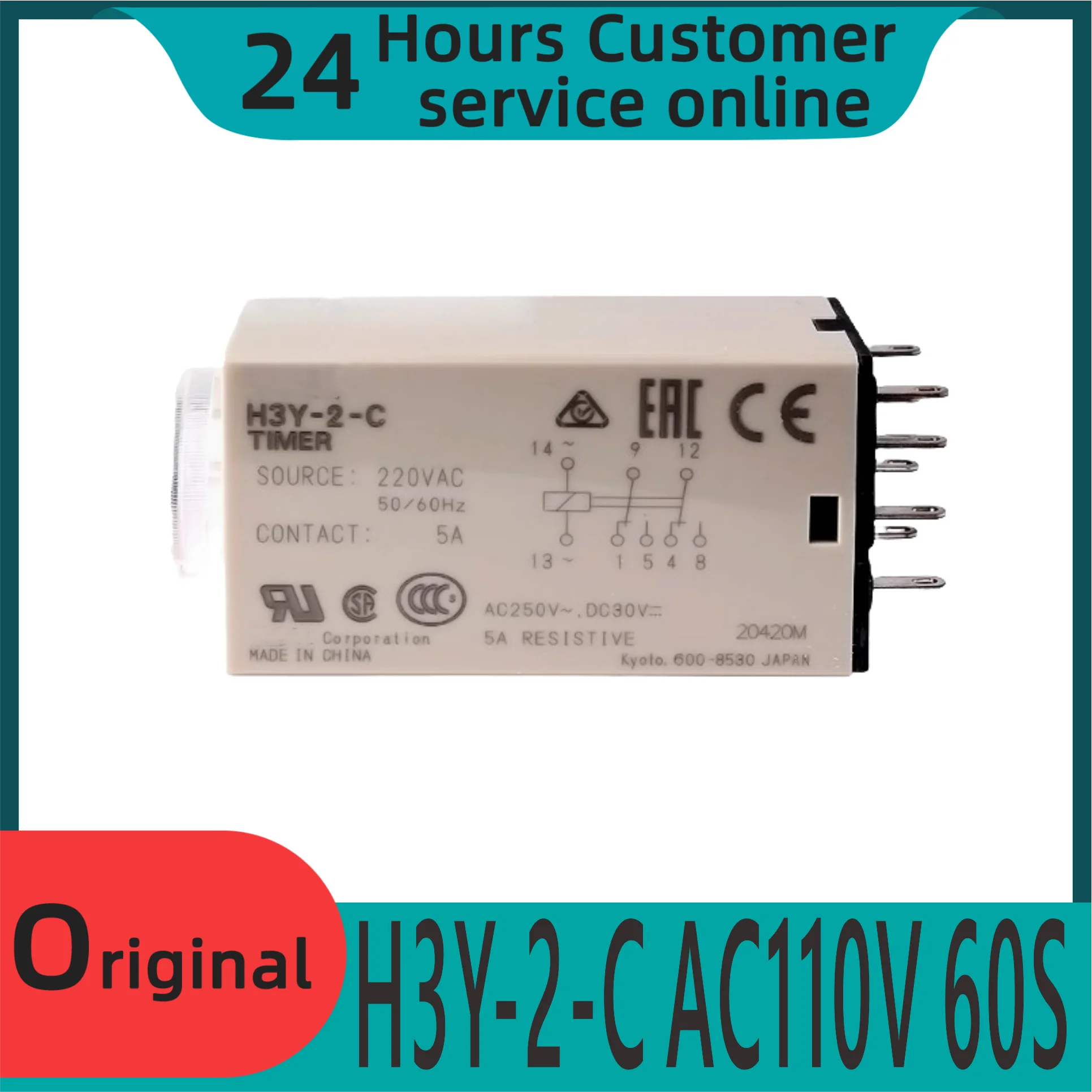 

Brand New Original Relay H3y-2-c Ac110v 60s H3y-2-c Ac110v 30m H3y-4-c Dc24v 10s H3y-4-c Dc24v 30s H3y-4-c Ac220v 5s H3y-4-