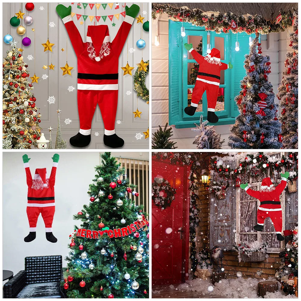 

Hanging Santa Claus Decoration Climbing Self Adhesive Christmas Ornament Roof Chimney Tree Indoor Outdoor Santa Claus