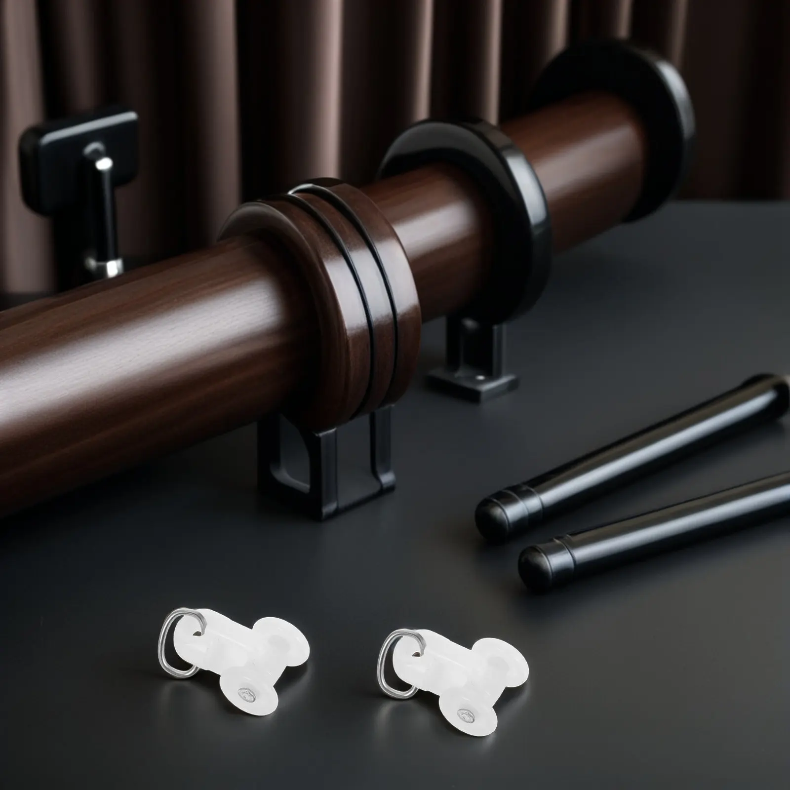 24Sets Curtain Track Hooks Stainless Steel Plastic Ceiling Mount for Bedrooms Bathrooms Drapery Gliders Sliding Rollers Quiet