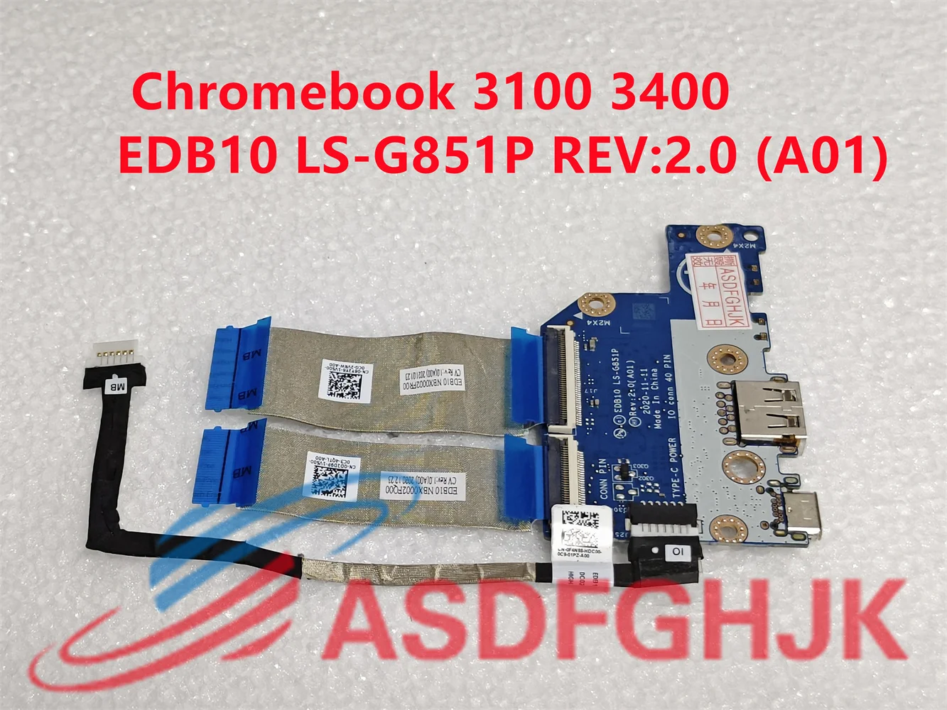 Original ls-g851p, rev: 2.0 (a01) para dell chromebook 3100 3400, ls-g851p, ls-g851p, com teste de cabo usb, 2020