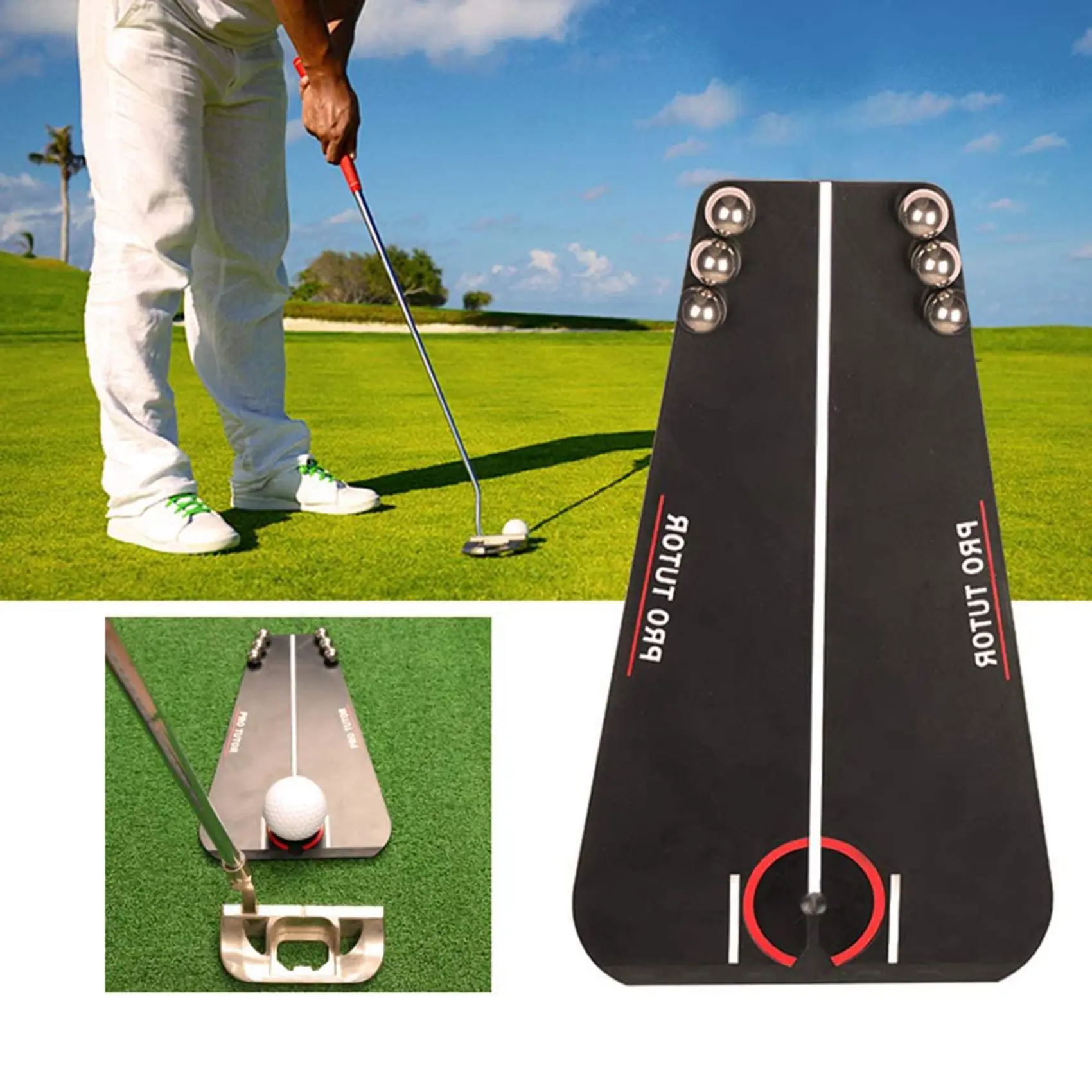 Ayudante de Putting de Golf con estuche de cremallera gratis, Ayuda de entrenamiento de Putting de Golf para interiores y exteriores